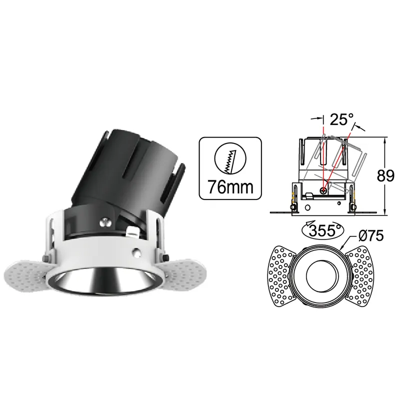 Anti-Glare Rotatable Recessed LED Downlight