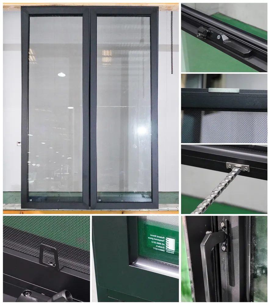 Aluminum Casement Window With Double Tempered Glazing