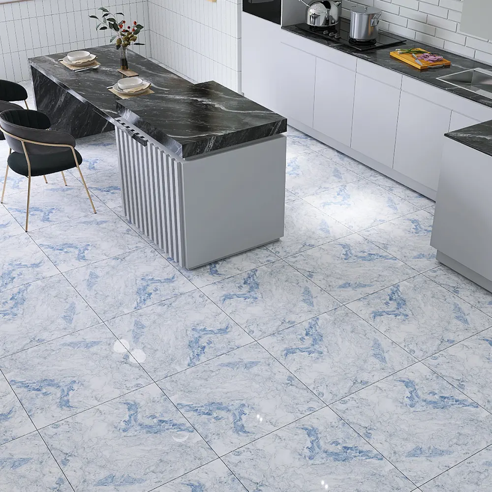 Marble-Look White Polished Porcelain Wall And Floor Tile 600x600mm