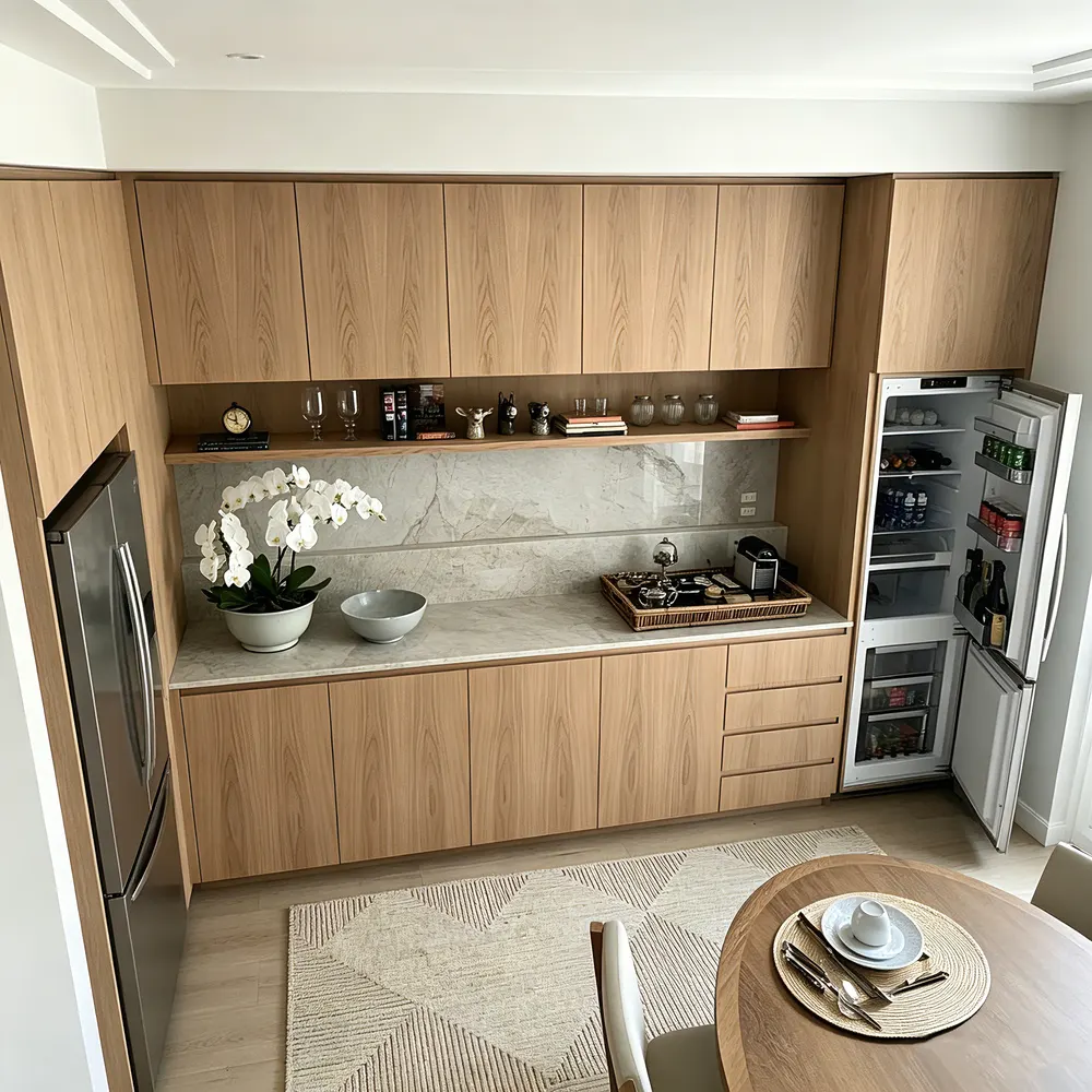 Brown Modern Melamine Modular Kitchen Cabinet Set