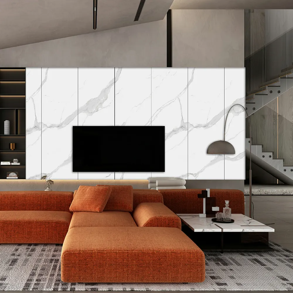 Marble-Look Glossy Sintered Stone Slab 800x2600mm