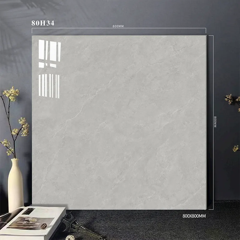 Marble-Look Gray Polished Porcelain Wall And Floor Tile 800x800mm
