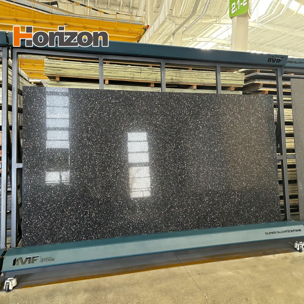 Black Engineered Quartz Slab 3200x1600mm