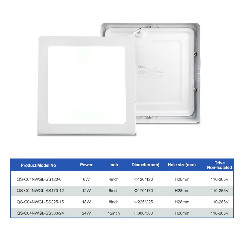 Surface-Mounted Aluminum LED Panel Light 60x60 6-24W