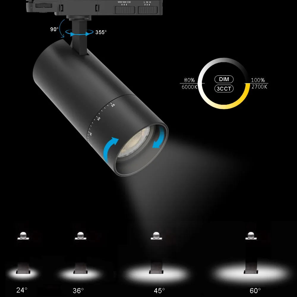 Adjustable Aluminum COB LED Track Spotlight 30W