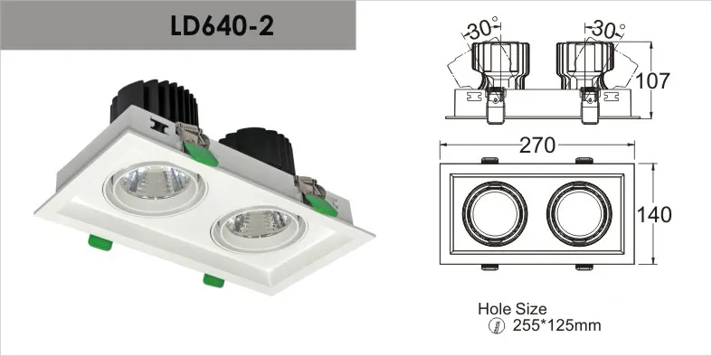 Adjustable Recessed Square LED Grille Spotlight