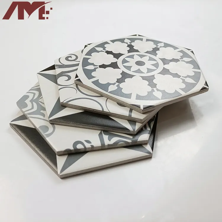 Marble-Look Porcelain Hexagonal Tile 200x230mm