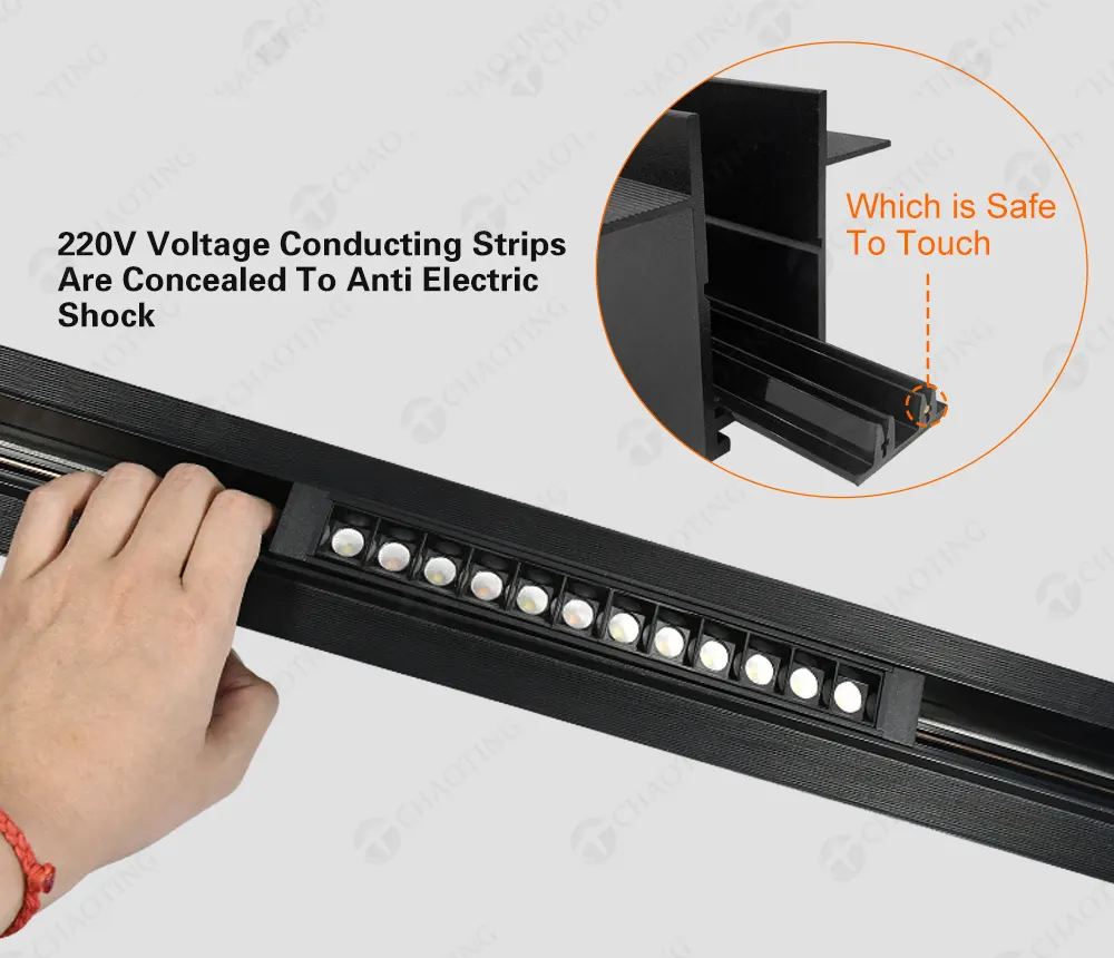 Aluminum Magnetic Lighting Track Rail Black/White 1-3m 220V