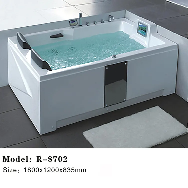 Acrylic Rectangular Whirlpool Massage Bathtub 1.8m