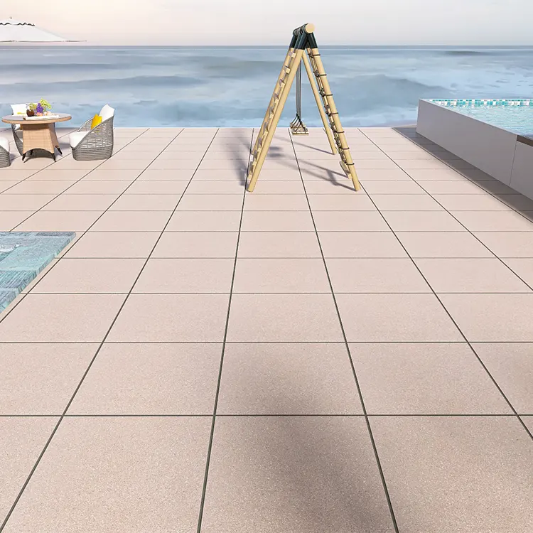Non-Slip Stone-Look Matte Porcelain Swimming Pool Tile 600x600mm