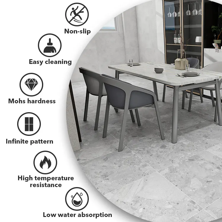 Non-Slip Concrete-Look Gray Porcelain Outdoor Tile 600x600mm