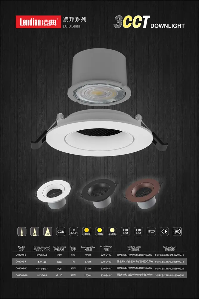 Adjustable Dimmable Recessed Round LED Downlight White 5-18W