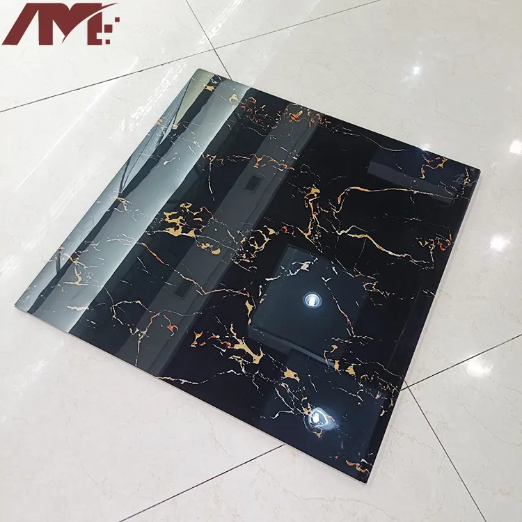 Marble-Look Black/White Porcelain Floor Tile 600x600mm