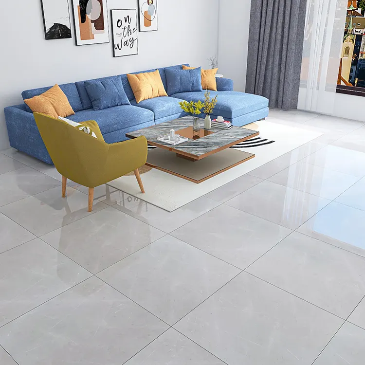 Non-Slip Marble-Look Gray Glazed Porcelain Floor Tile 800x800mm