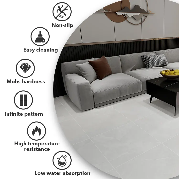 Non-Slip Stone-Look Porcelain Floor Tile 600x600mm