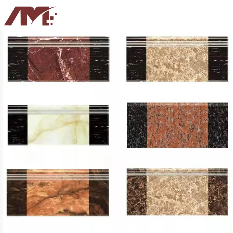 Non-Slip Marble-Look Porcelain Stair Tread Tile 1200x500mm