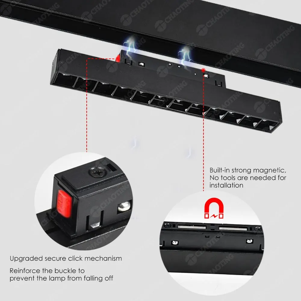 Tuya WiFi Aluminum Magnetic LED Track Lighting Display Case 48V