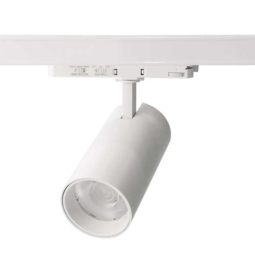 Dimmable Aluminum COB LED Track Spotlight for 4-Wire Track 3000-6500K 3CCT Selectable