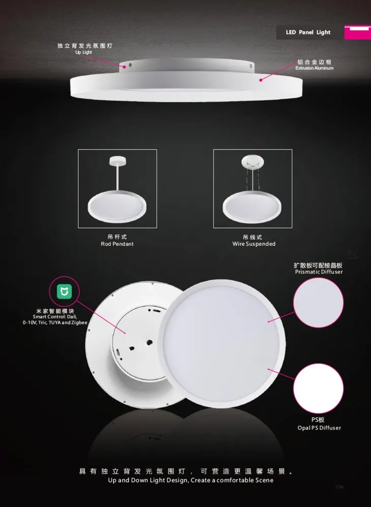 Dimmable Round Aluminum LED Panel Light 48/120W