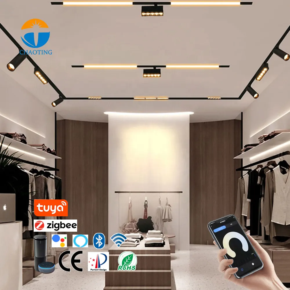 Adjustable Aluminum Magnetic LED Track Spotlight 7-27W For 2-Wire Track