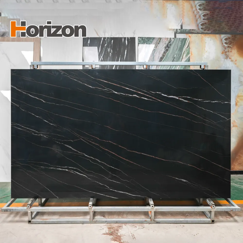Black Sintered Stone Slab 1600x3200mm 2.5mm Thick product sample