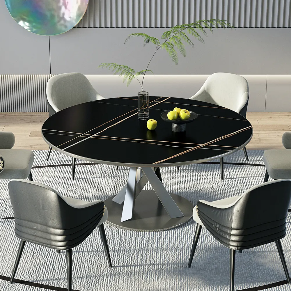 Marble-Look Black Sintered Stone Slab 1600x3200x15mm