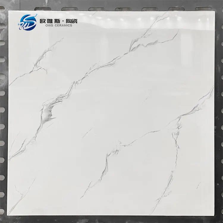 Non-Slip Stone-Look Glossy Porcelain Floor Tile 600x600mm
