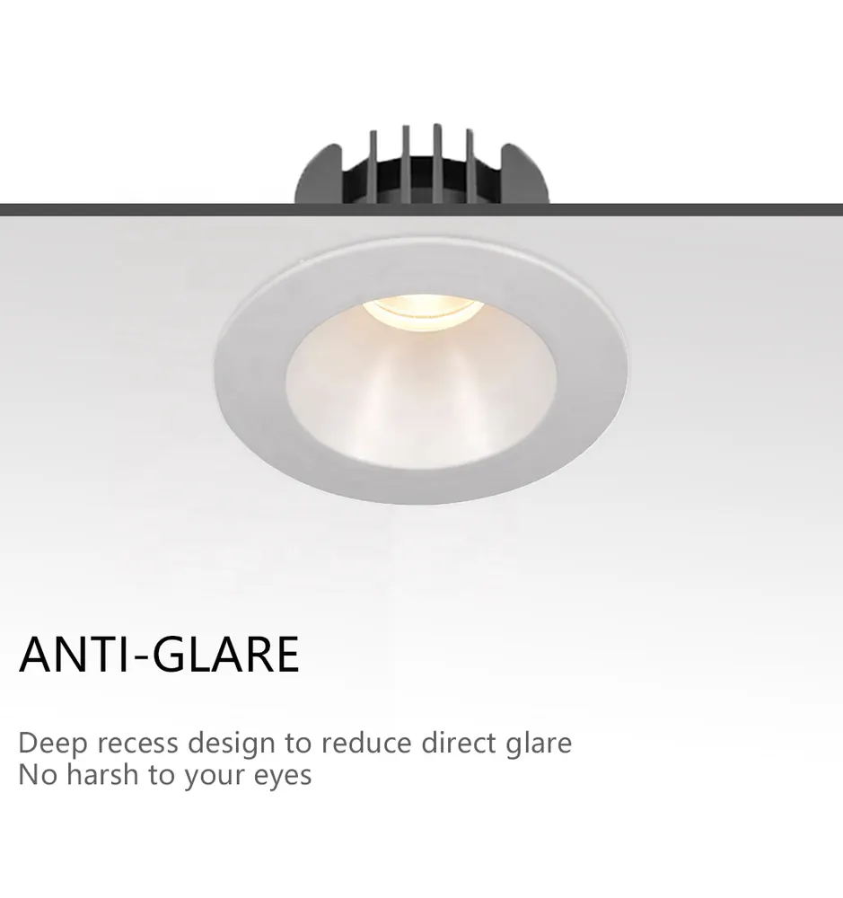 Anti-Glare Recessed Round COB LED Downlight 9-50W IP65