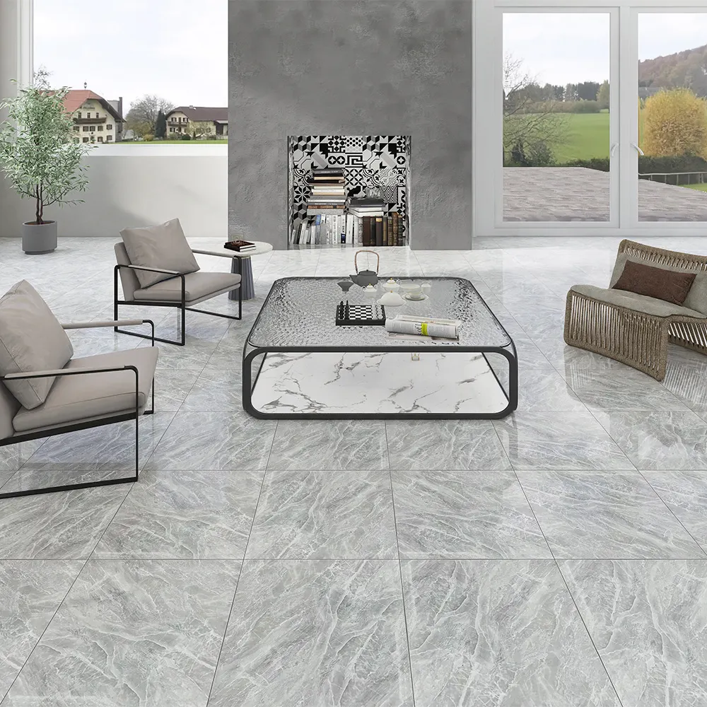 Concrete-Look Polished Porcelain Floor Tile 600x600mm