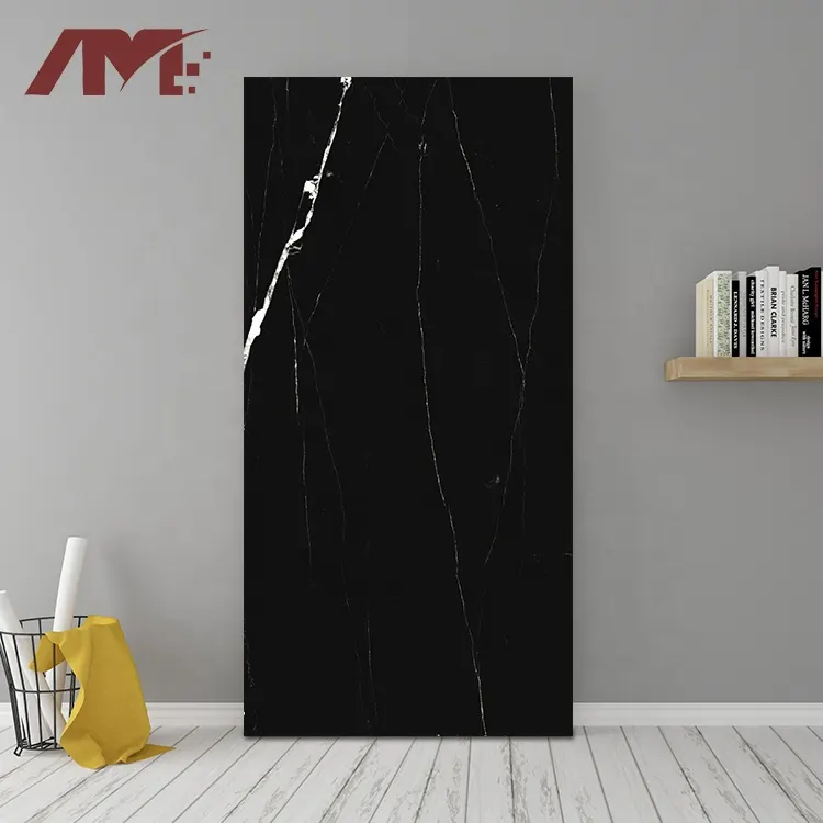 Marble-Look Black Polished Porcelain Floor Tile 800x1400mm