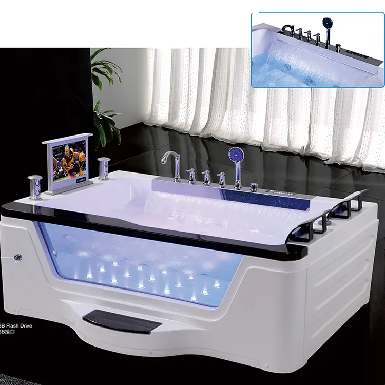 Acrylic Rectangular Whirlpool Massage Bathtub 1.8m