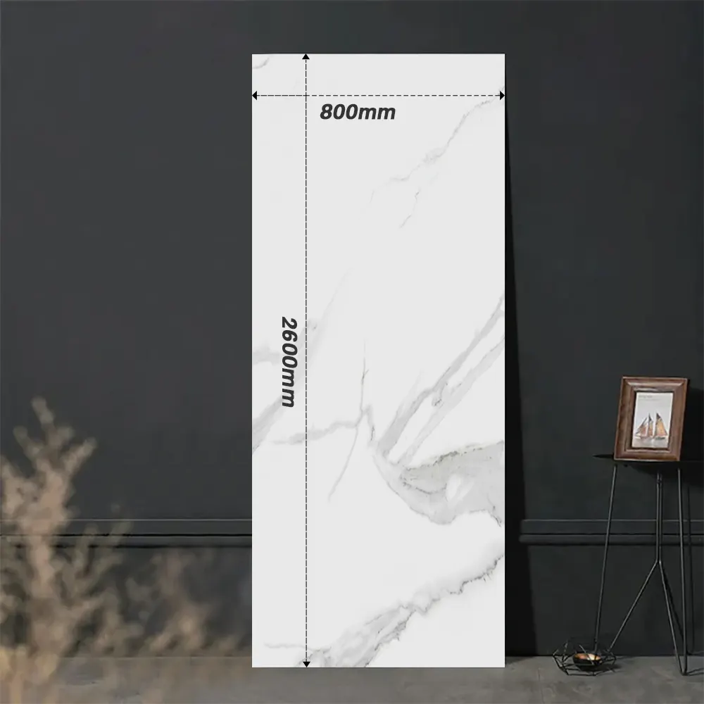 Marble-Look Glossy Sintered Stone Slab 800x2600mm