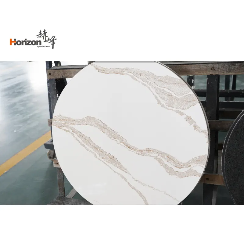 White And Gold Calacatta Engineered Quartz Slab