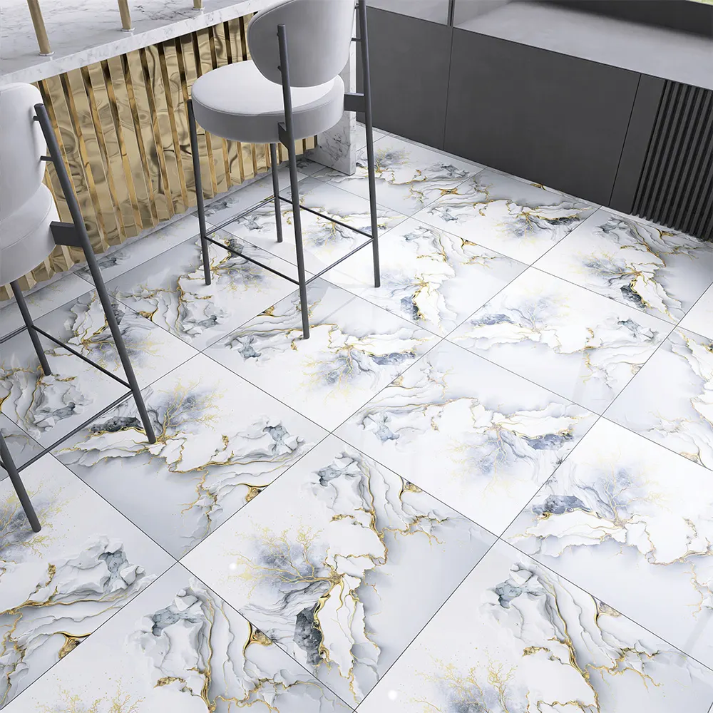 Non-Slip Stone-Look Polished Porcelain Wall And Floor Tile 600x600mm