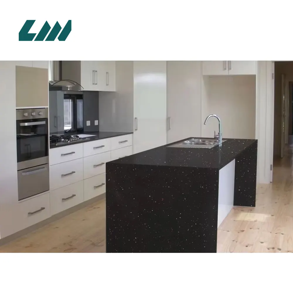 Jade-Look Black Engineered Quartz Slab 3200x1600mm