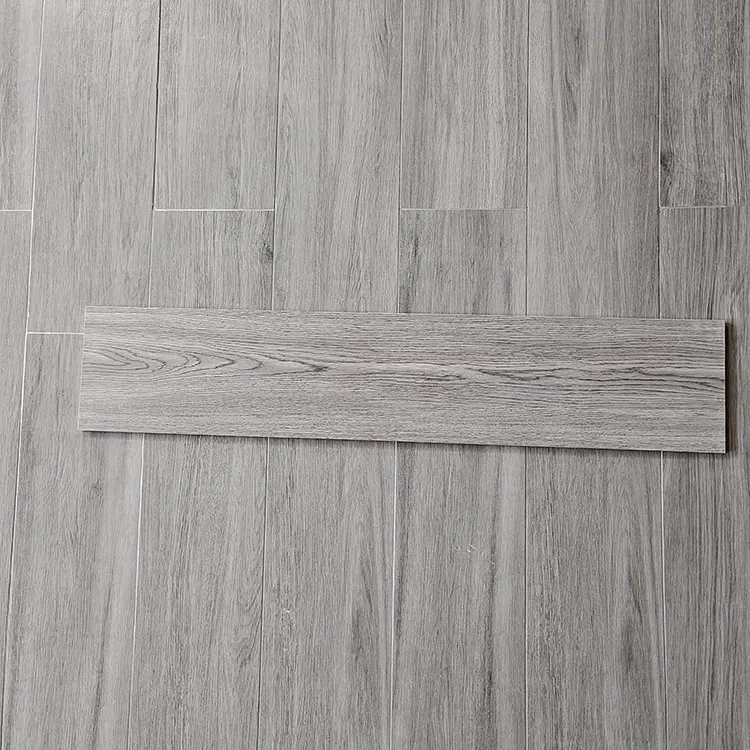 Non-Slip Wood-Look Gray Ceramic Floor Tile 150x800mm