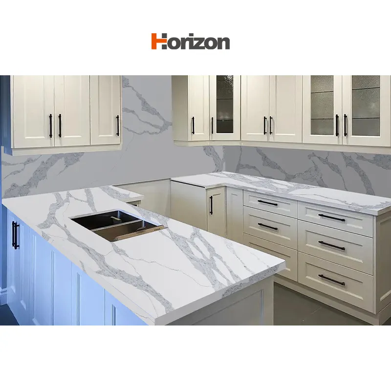 Calacatta White Engineered Quartz Slab 3200x1600mm