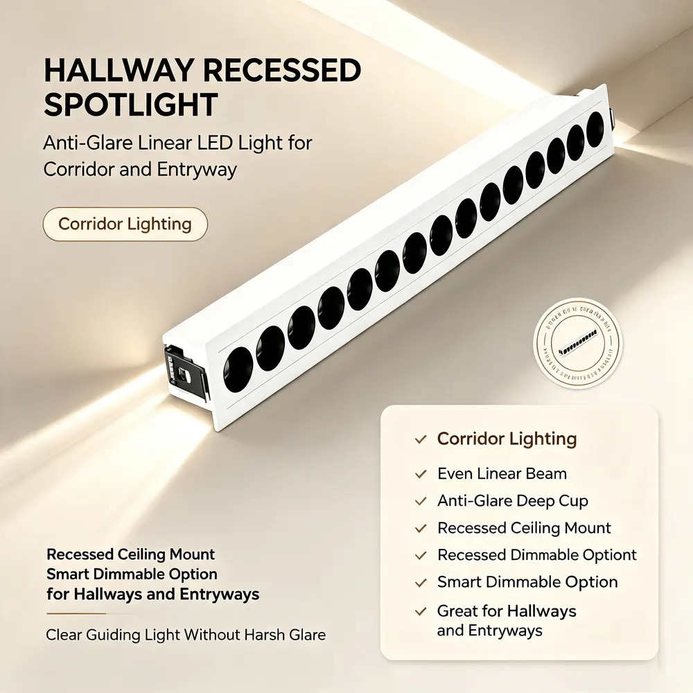 Anti-Glare Adjustable Recessed LED Grille Spotlight 2-30W
