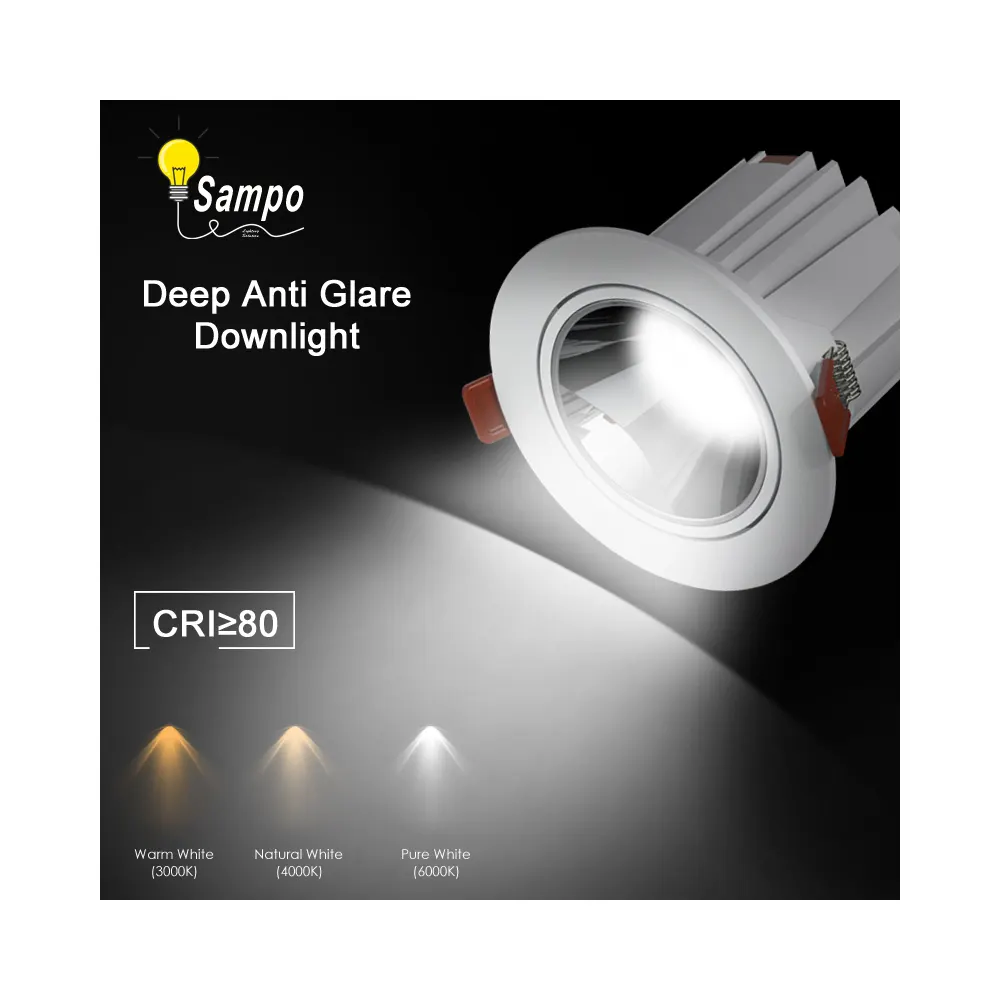 Anti-Glare Adjustable Zigbee Recessed COB LED Downlight 10-30W