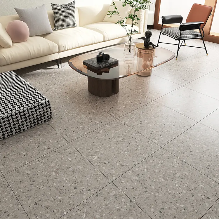 Terrazzo-Look Gray Porcelain Wall And Floor Tile 600x600mm