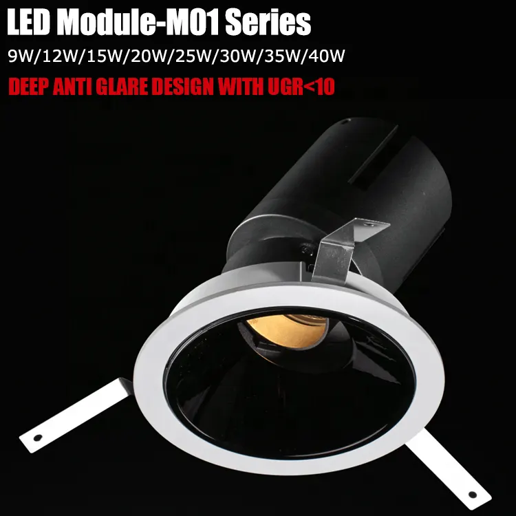 Anti-Glare Dimmable Recessed Round COB LED Downlight 9W IP20/IP44