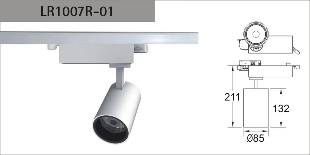 Anti-Glare Aluminum COB LED Track Spotlight