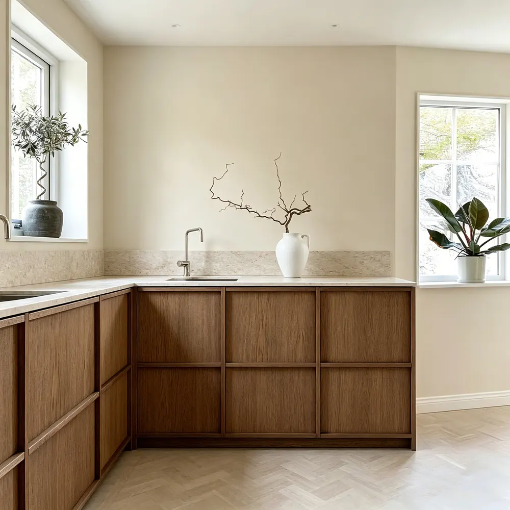 Modern Solid Wood Modular Kitchen Cabinet Set