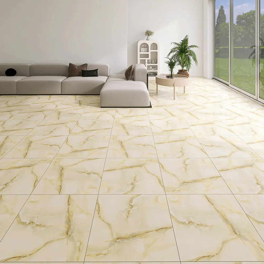 Non-Slip Stone-Look Polished Porcelain Floor Tile 600x600mm
