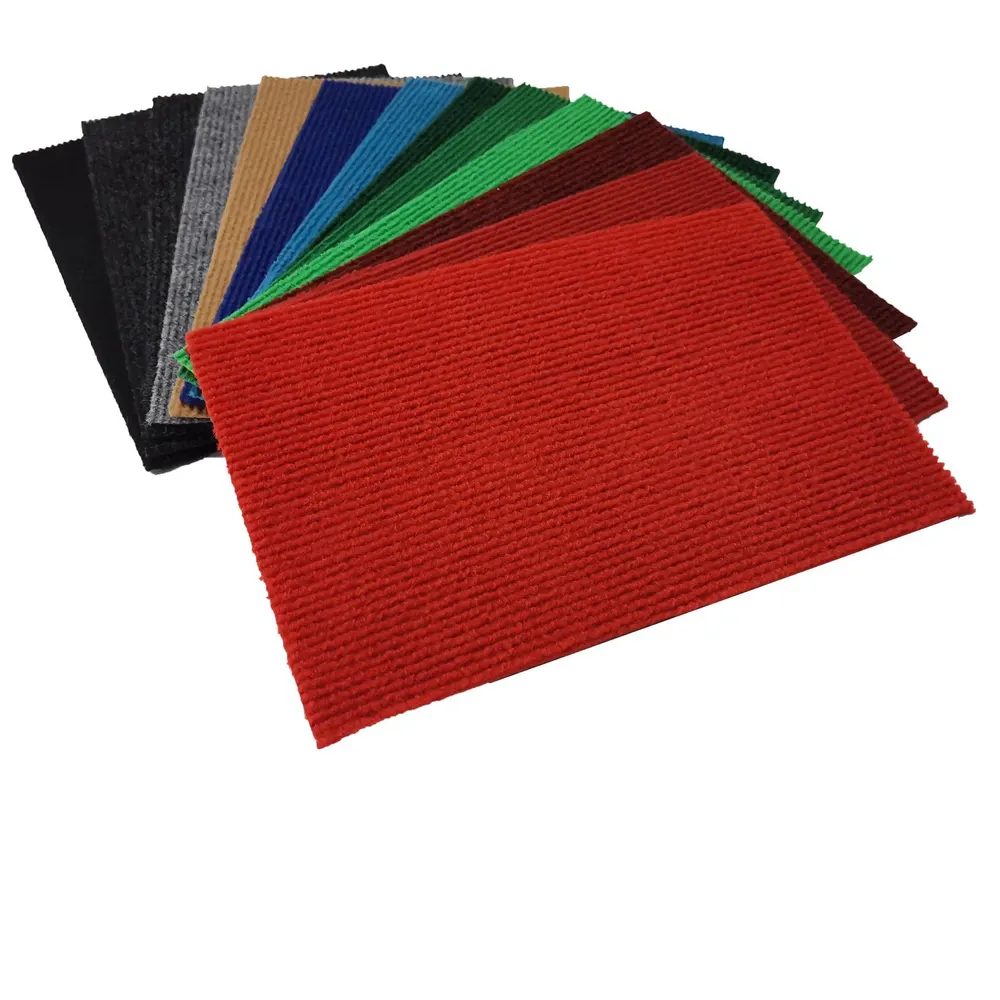Ribbed Red Polyester Exhibition And Event Carpet