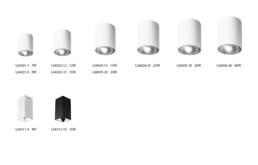 Anti-Glare Surface-Mounted Round COB LED Downlight 7-40W 85-265V