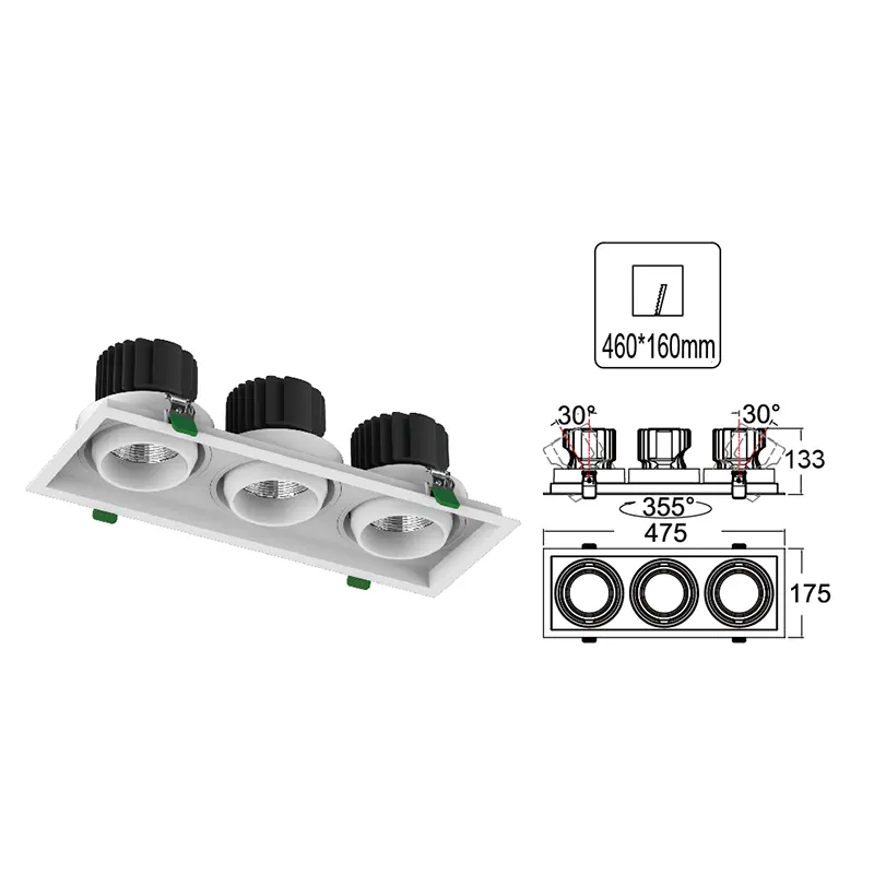 Square Aluminum LED Downlight 24-32W