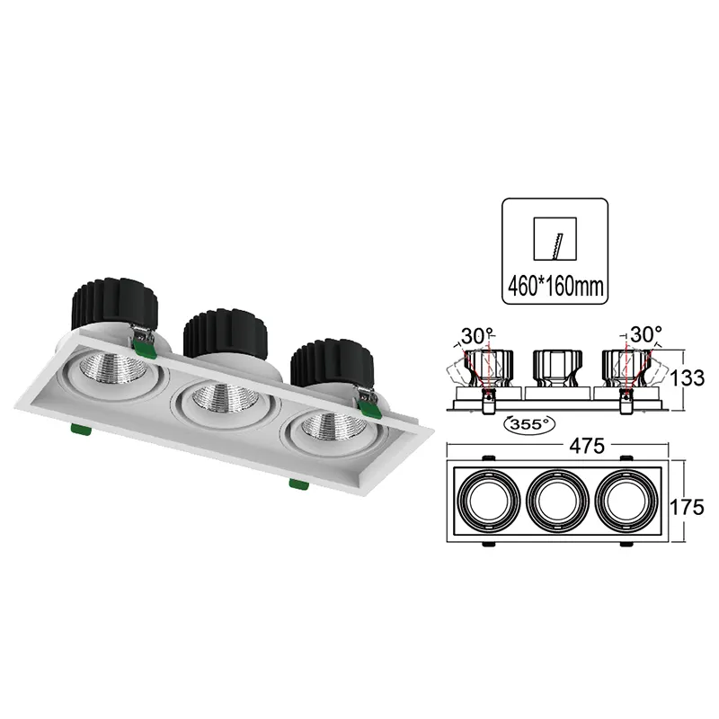 Square Aluminum LED Downlight 24-32W