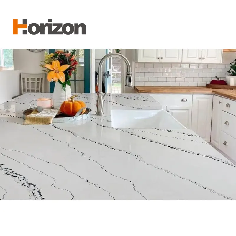 White Engineered Quartz Slab For Countertops