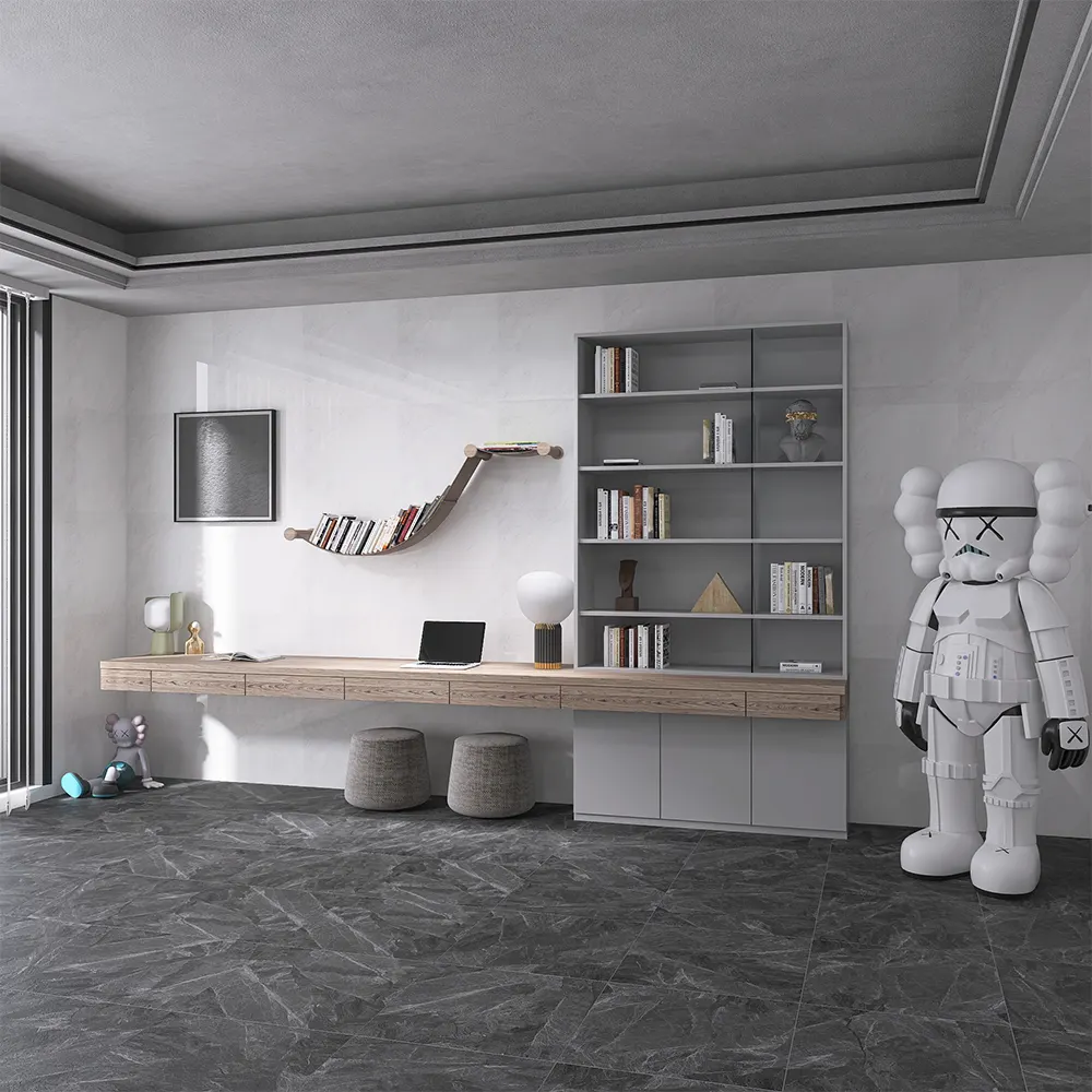 Wood-Look Black Glazed Porcelain Wall And Floor Tile 600x600mm
